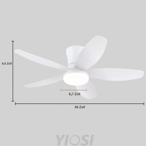 Modern 5-Blade Recessed Ceiling Fan with LED Light & Remote – 36’’/42’’/48’’ ceiling light