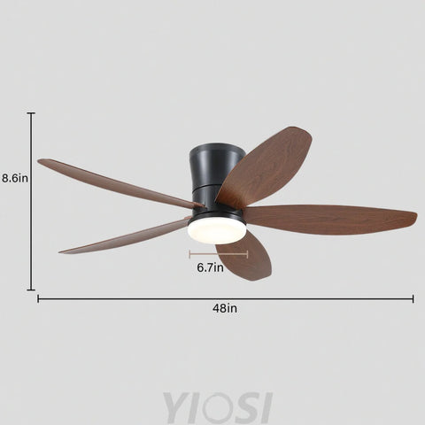 Modern 5-Blade Recessed Ceiling Fan with LED Light & Remote – 36’’/42’’/48’’ ceiling light