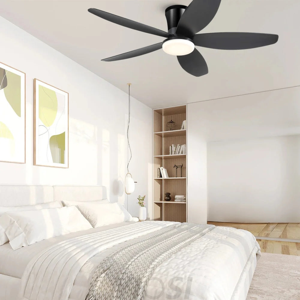 Modern 5-Blade Recessed Ceiling Fan with LED Light & Remote – 36’’/42’’/48’’ ceiling light
