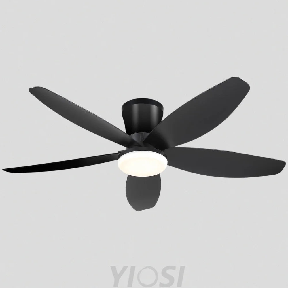 Modern 5-Blade Recessed Ceiling Fan with LED Light & Remote – 36’’/42’’/48’’ Black / 42’’ ceiling light