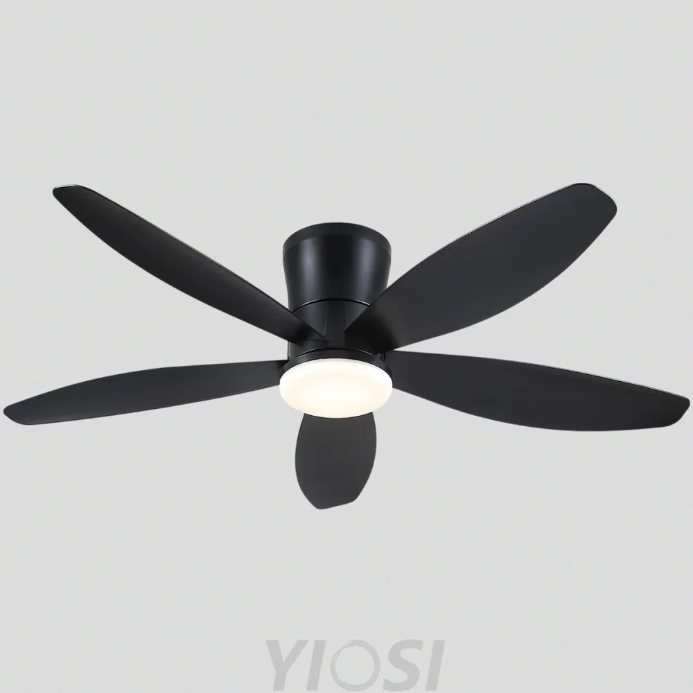 Modern 5-Blade Recessed Ceiling Fan with LED Light & Remote – 36’’/42’’/48’’ Black / 48’’ ceiling light