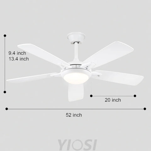 Modern 52-Inch Dual-Finish Wood Ceiling Fan with LED Light and Remote