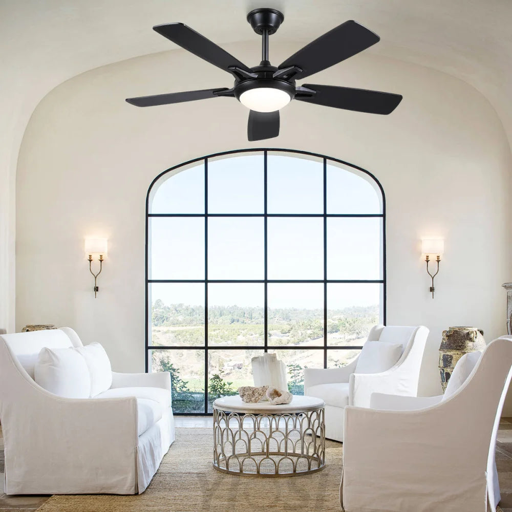 Modern 52-Inch Dual-Finish Wood Ceiling Fan with LED Light and Remote