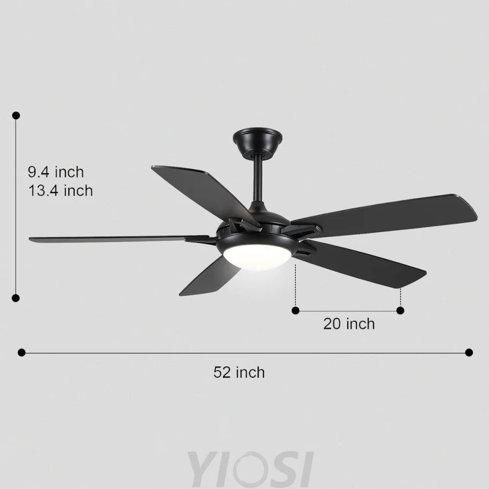 Modern 52-Inch Dual-Finish Wood Ceiling Fan with LED Light and Remote