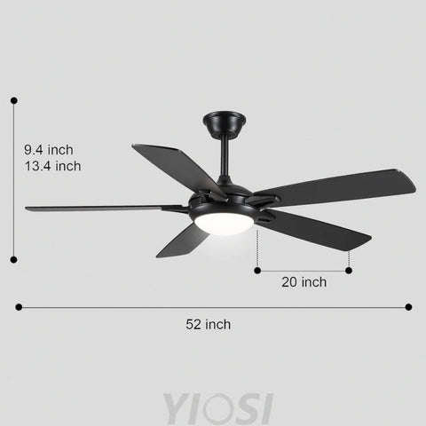 Modern 52-Inch Dual-Finish Wood Ceiling Fan with LED Light and Remote