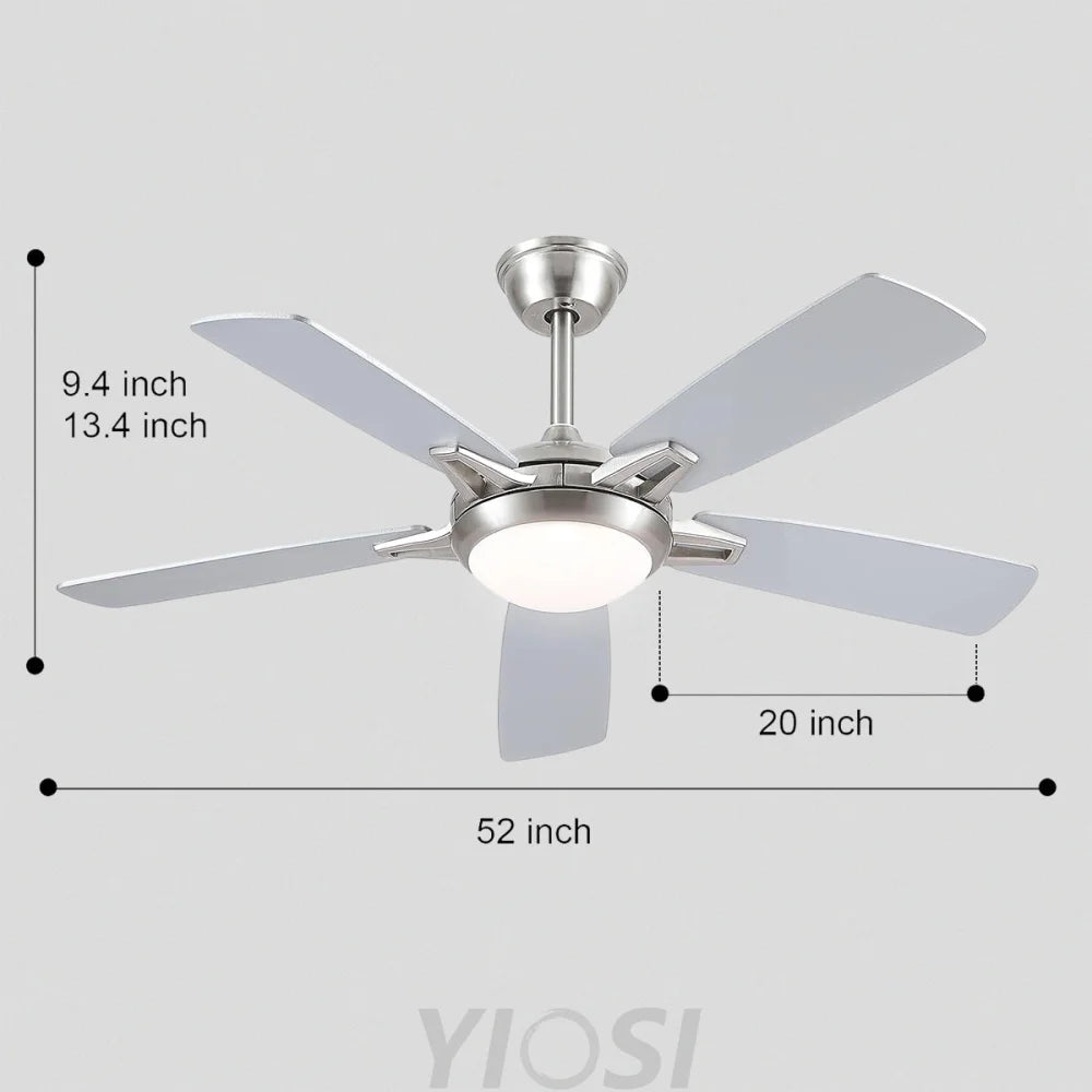 Modern 52-Inch Dual-Finish Wood Ceiling Fan with LED Light and Remote