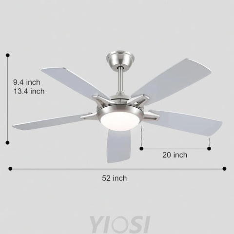 Modern 52-Inch Dual-Finish Wood Ceiling Fan with LED Light and Remote