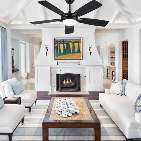 Modern 52-Inch Dual-Finish Wood Ceiling Fan with LED Light and Remote