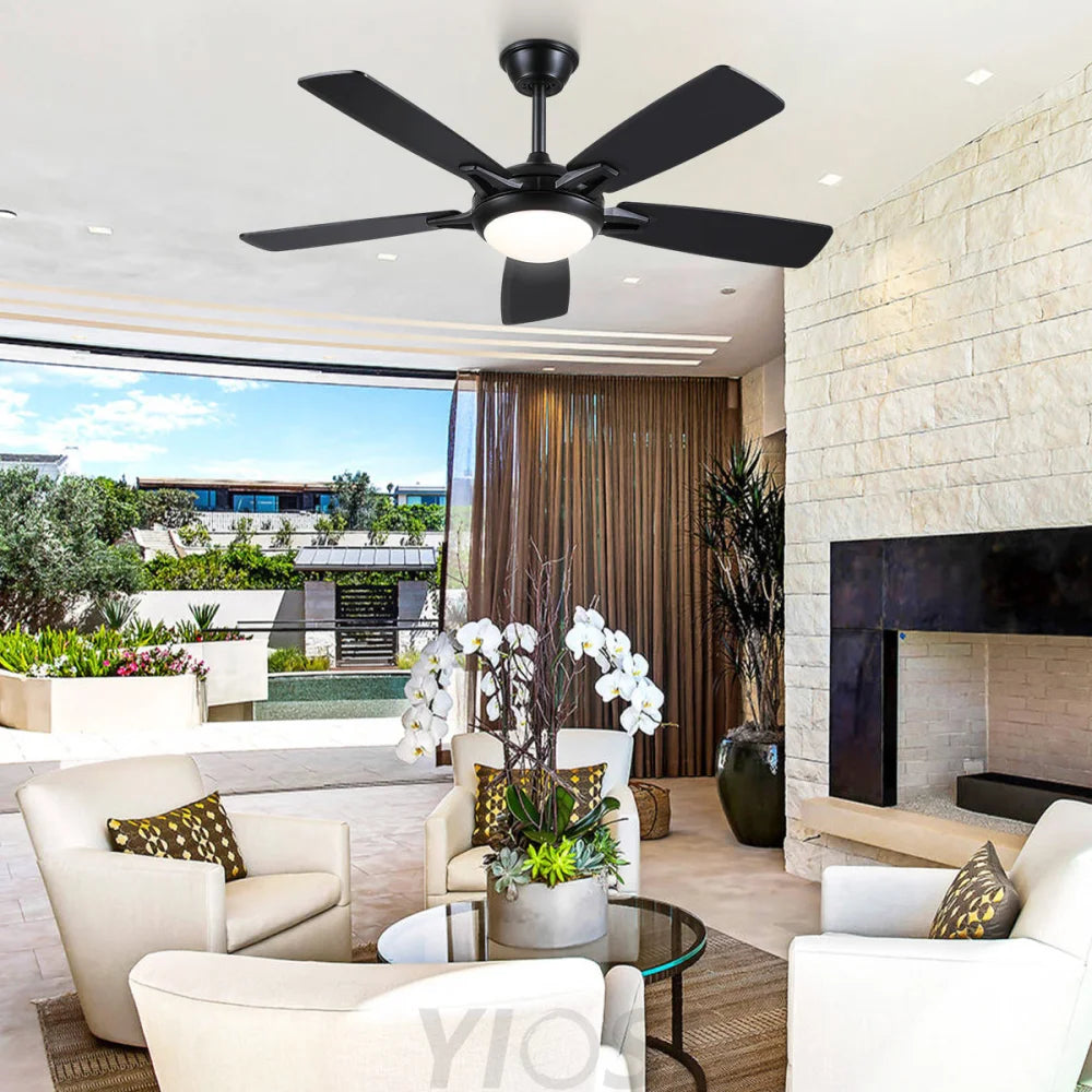 Modern 52-Inch Dual-Finish Wood Ceiling Fan with LED Light and Remote