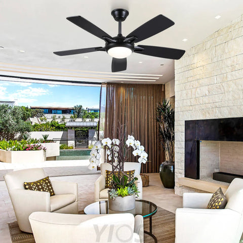 Modern 52-Inch Dual-Finish Wood Ceiling Fan with LED Light and Remote