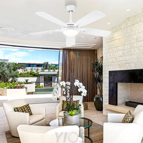 Modern 52-Inch Dual-Finish Wood Ceiling Fan with LED Light and Remote