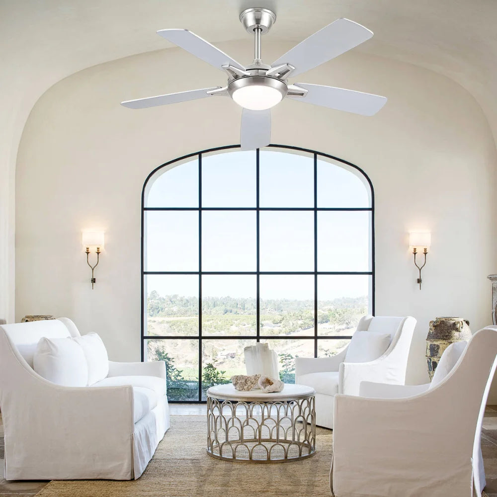 Modern 52-Inch Dual-Finish Wood Ceiling Fan with LED Light and Remote