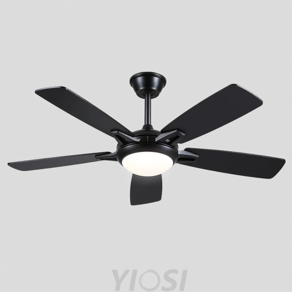 Modern 52-Inch Dual-Finish Wood Ceiling Fan with LED Light and Remote Black