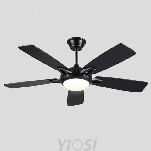 Modern 52-Inch Dual-Finish Wood Ceiling Fan with LED Light and Remote Black