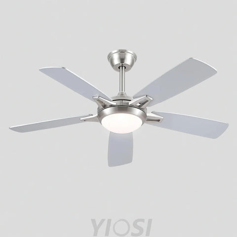 Modern 52-Inch Dual-Finish Wood Ceiling Fan with LED Light and Remote Silver