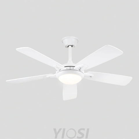 Modern 52-Inch Dual-Finish Wood Ceiling Fan with LED Light and Remote White
