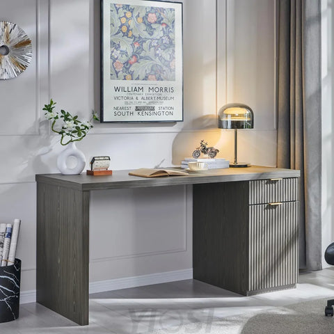Modern 60" Executive Desk with Storage Cabinet and Drawer