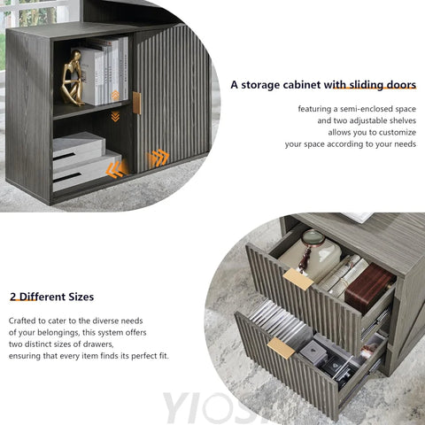 Modern 67" L-Shaped Desk with Storage & Power Outlets