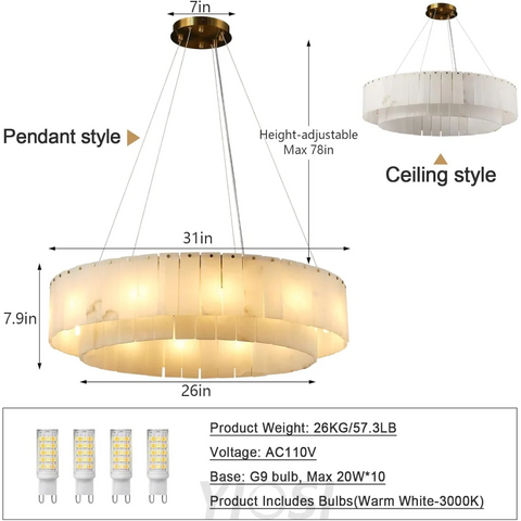 Modern alabaster chandelier