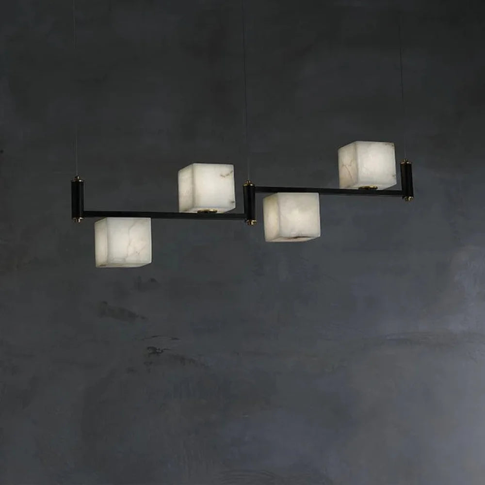 Modern Alabaster Cubic Island Chandelier Kitchen Pendant Lamp 4 Lights Light