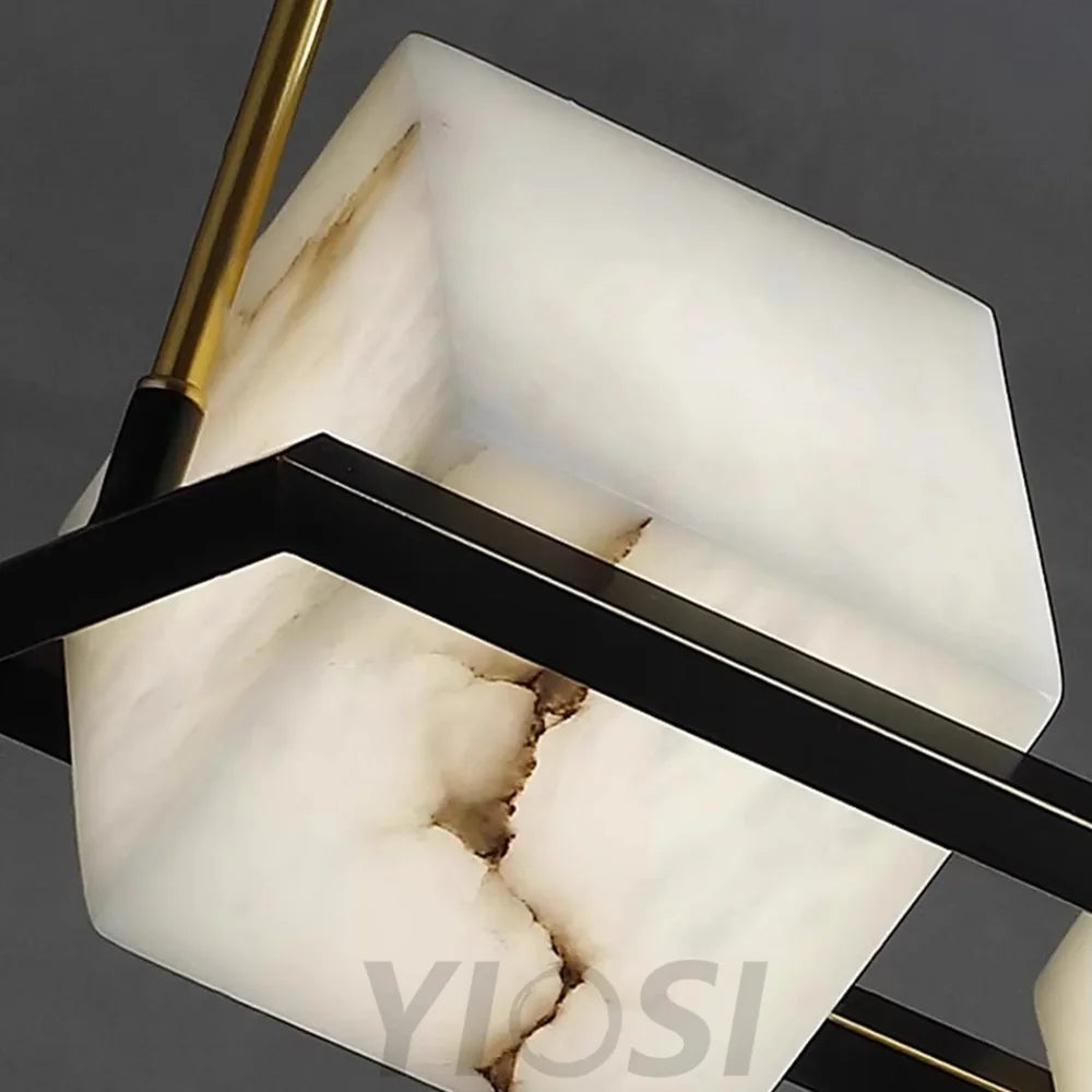 Modern Alabaster Cubic Island Chandelier Kitchen Pendant Lamp Light