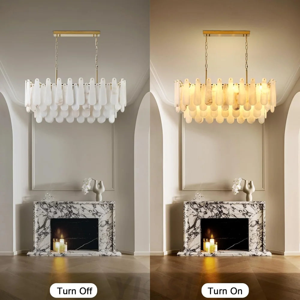 Modern Alabaster Feathery Chandelier