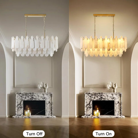 Modern Alabaster Feathery Chandelier