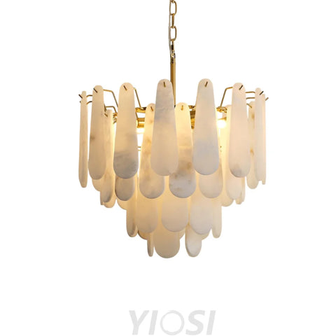 Modern Alabaster Feathery Chandelier