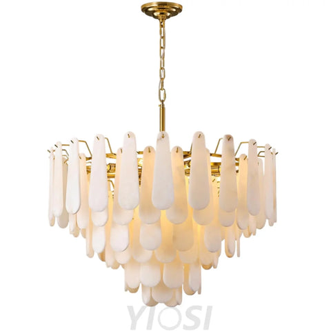 Modern Alabaster Feathery Chandelier