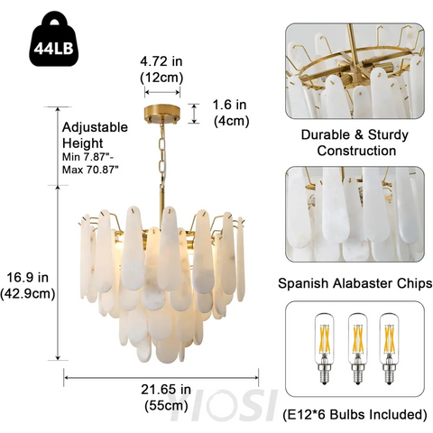 Modern Alabaster Feathery Chandelier