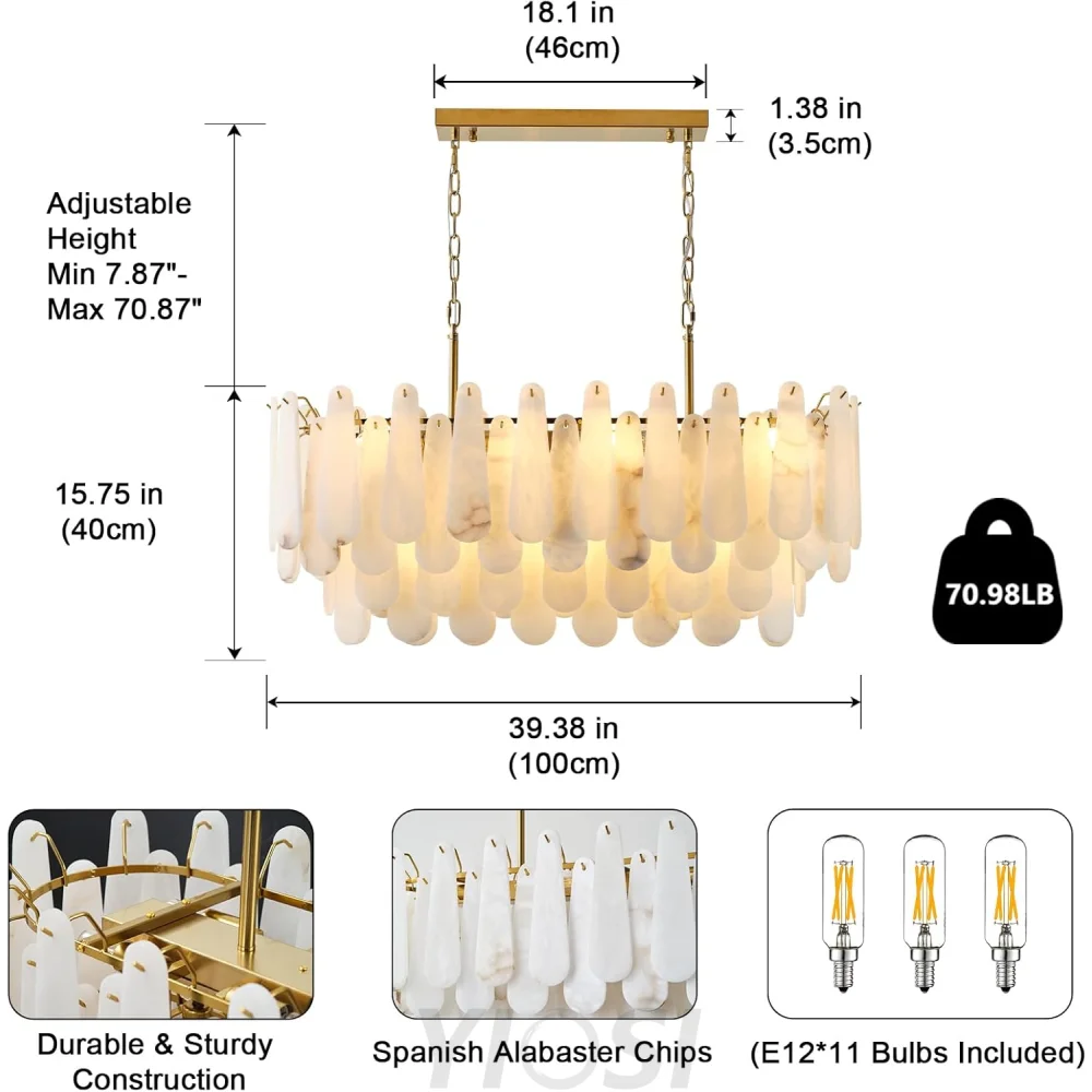 Modern Alabaster Feathery Chandelier