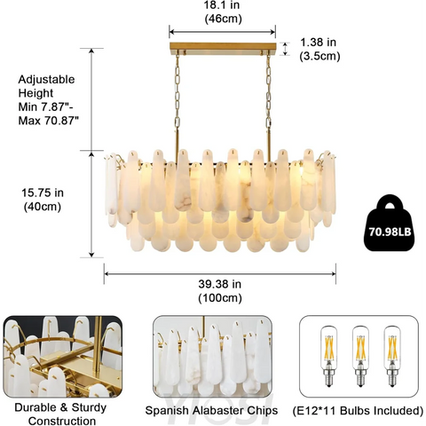 Modern Alabaster Feathery Chandelier