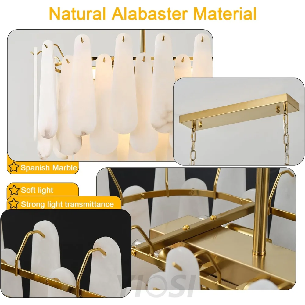 Modern Alabaster Feathery Chandelier
