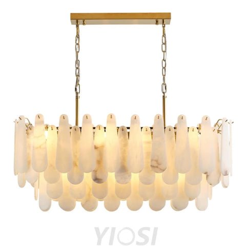 Modern Alabaster Feathery Chandelier