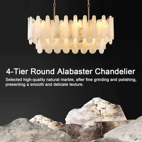 Modern Alabaster Feathery Chandelier