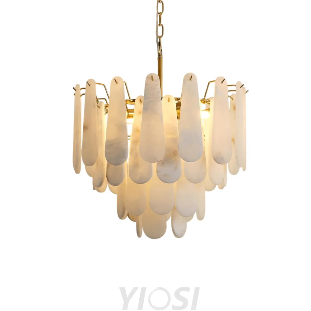 Modern Alabaster Feathery Chandelier D23.6’’