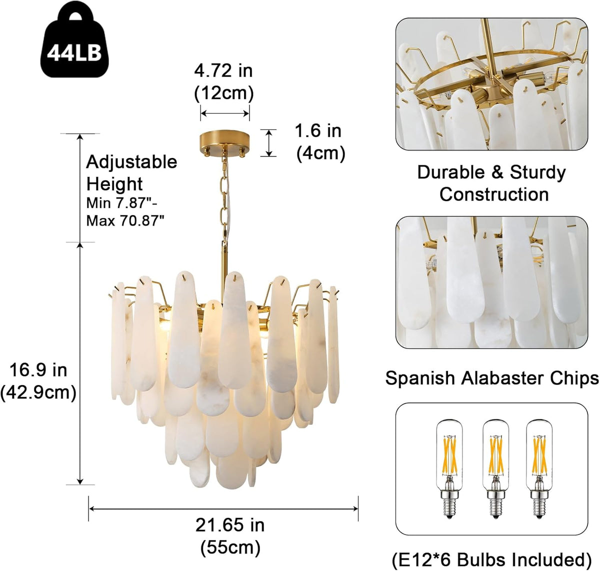 Modern Alabaster Feathery Chandelier