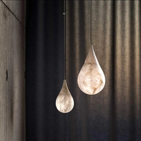 Modern Alabaster Raindrop Pendant Lighting 4.25’’ D X 8’’ H