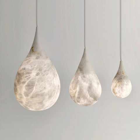 Modern Alabaster Raindrop Pendant Lighting 7’’ D X 13.4’’ H