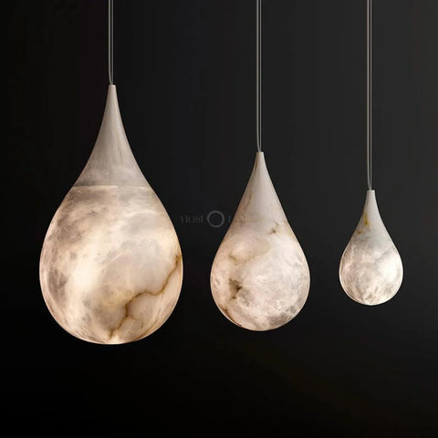 Modern Alabaster Raindrop Pendant Lighting 9.75’’ D X 17.75’’ H