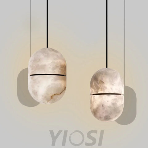 Modern Alabaster Symmetry Island Mini Pendant Light