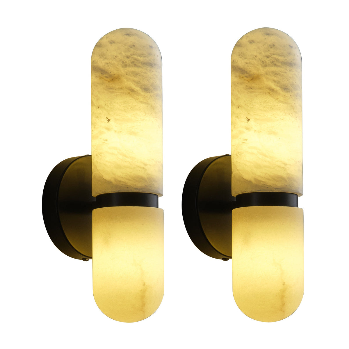 Modern Alabaster Wall Lamp Black / 2pc
