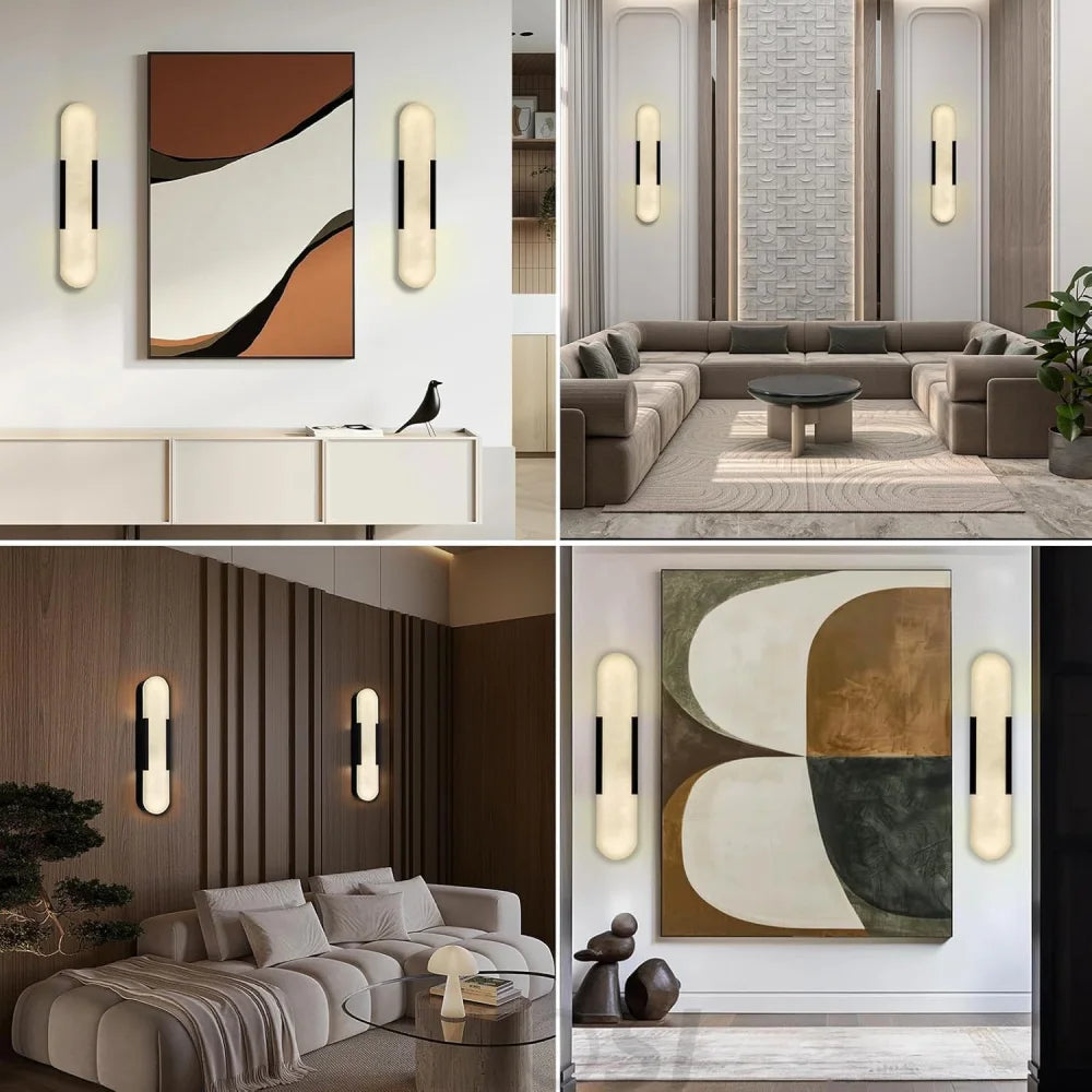 Modern Alabaster Wall Sconce - 2 Pack