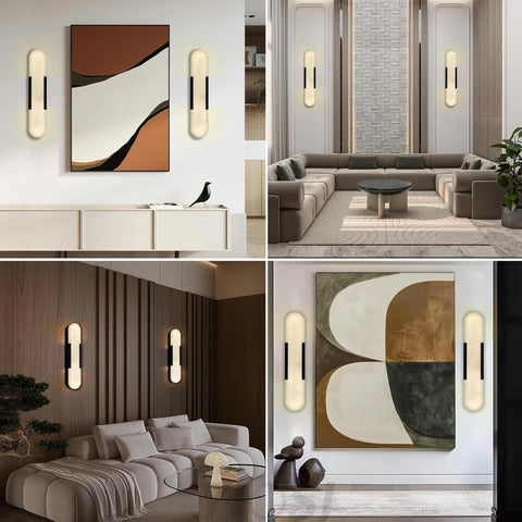 Modern Alabaster Wall Sconce - 2 Pack
