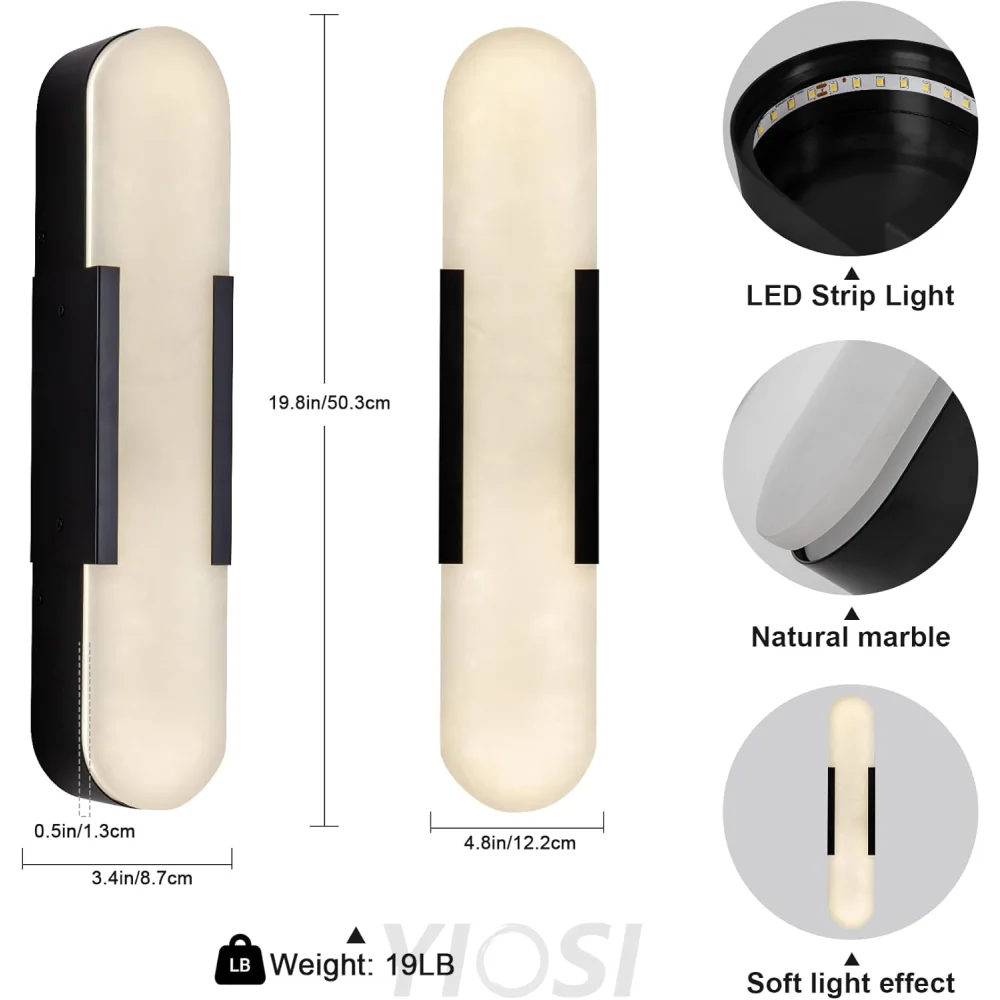 Modern Alabaster Wall Sconce - 2 Pack