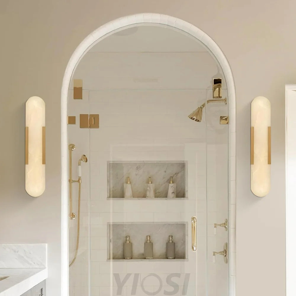 Modern Alabaster Wall Sconce - 2 Pack
