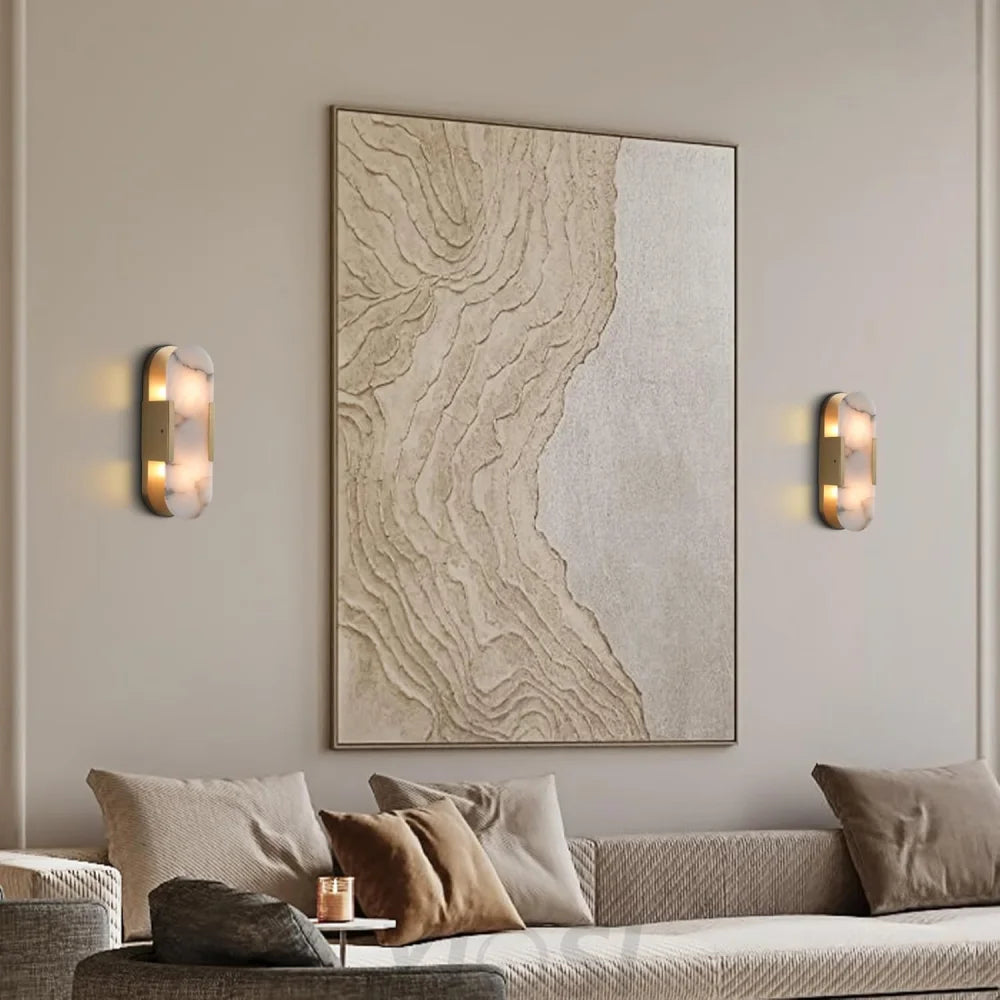 Modern Alabaster Wall Sconce - 2 Pack