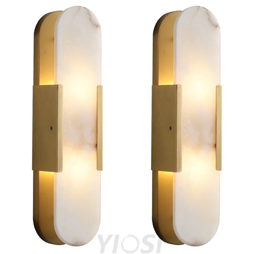 Modern Alabaster Wall Sconce - 2 Pack