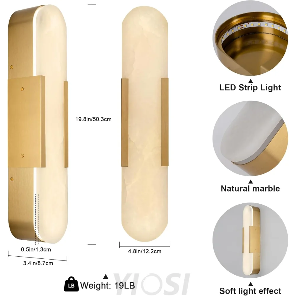 Modern Alabaster Wall Sconce - 2 Pack