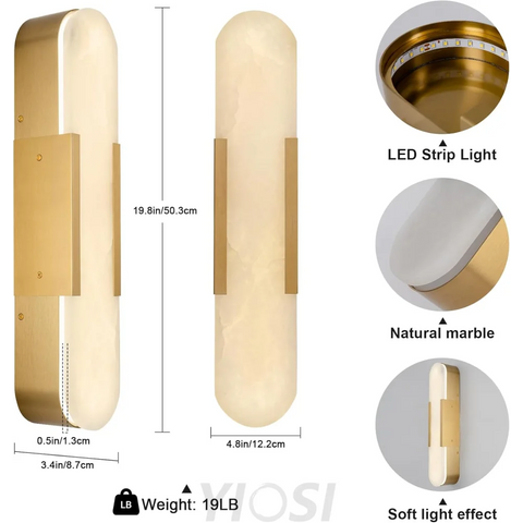 Modern Alabaster Wall Sconce - 2 Pack